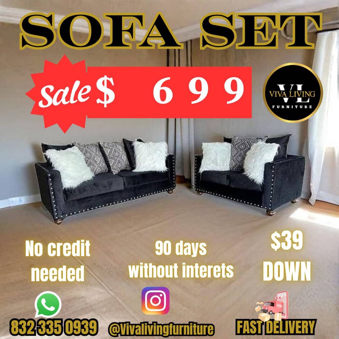 S315 Black Sofá. & Loveseat 🔥🔥
