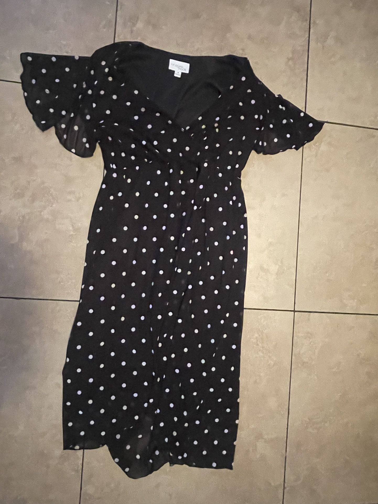 Black polka dot dress