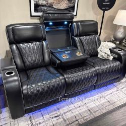 Sofa Loveseat Power Recliner Set with Adj Headrest and Massage/Heating, Living Room Set