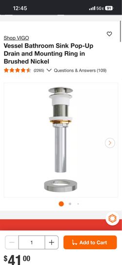 Vigo Pop-Up Drain, for vessel sinks, brushed nickel
