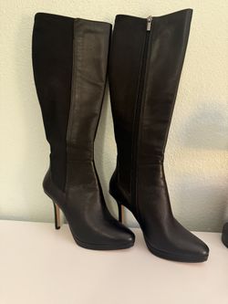 Black High Heel Leather Boots | Botas De Piel Tacón Alto