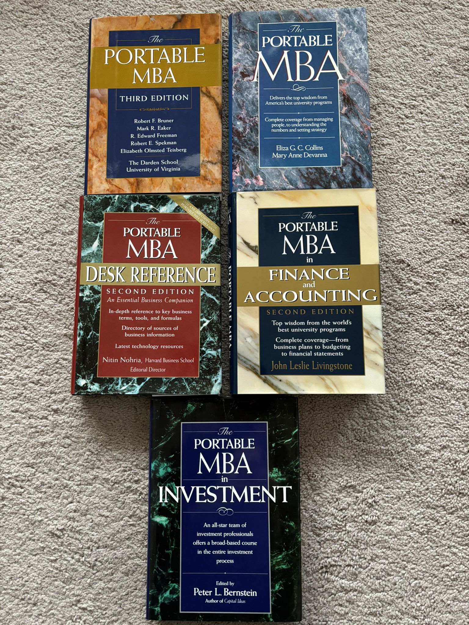 Classic The Portable MBA Book Set.  Lot of 5 books, new condition.  Bestselling The Portable MBA, The Portable MBA Desk Reference, The Portable MBA In