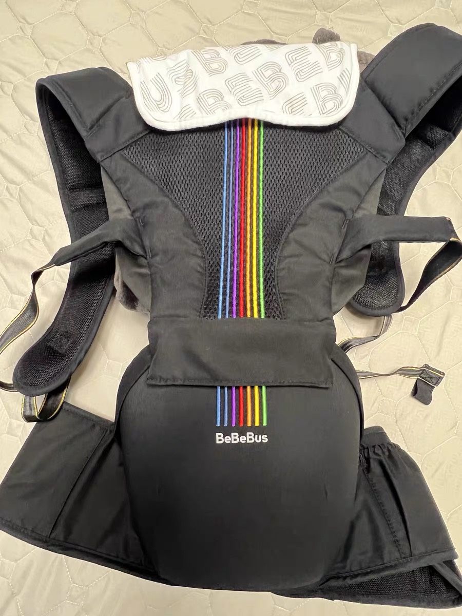Baby Carrier with Hip Seat, BeBeBus 2-in-1 Ergonomic Newborn to Toddler Carrier up to 44 lbs, Detachable Hands-Free for Infant, All Season Forward-Fac