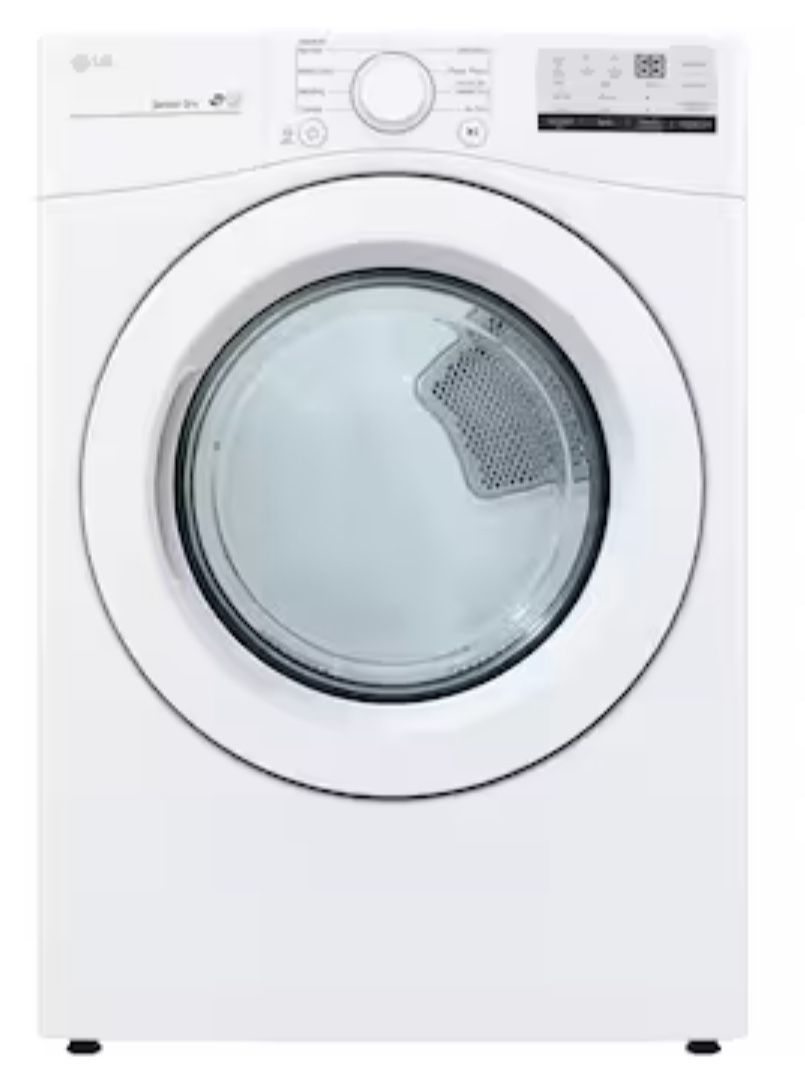 LG 7.4 Cu. Ft. Vented Stackable Gas Dryer in White with Sensor Dry