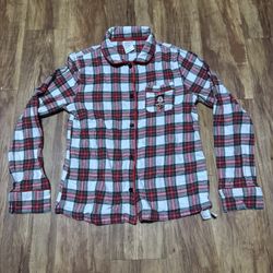 Disney Store Christmas Minnie Mouse Pajama Shirt Red Plaid Flannel Size Small Lo