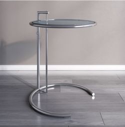 ADJUSTABLE HEIGHT GLASS CHROME SIDE END TABLE NIGHTSTAND 