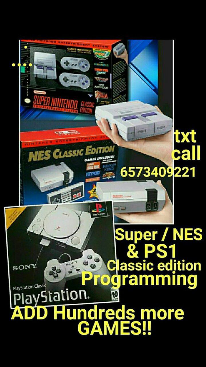Super Nintendo NES and ps1 classic games