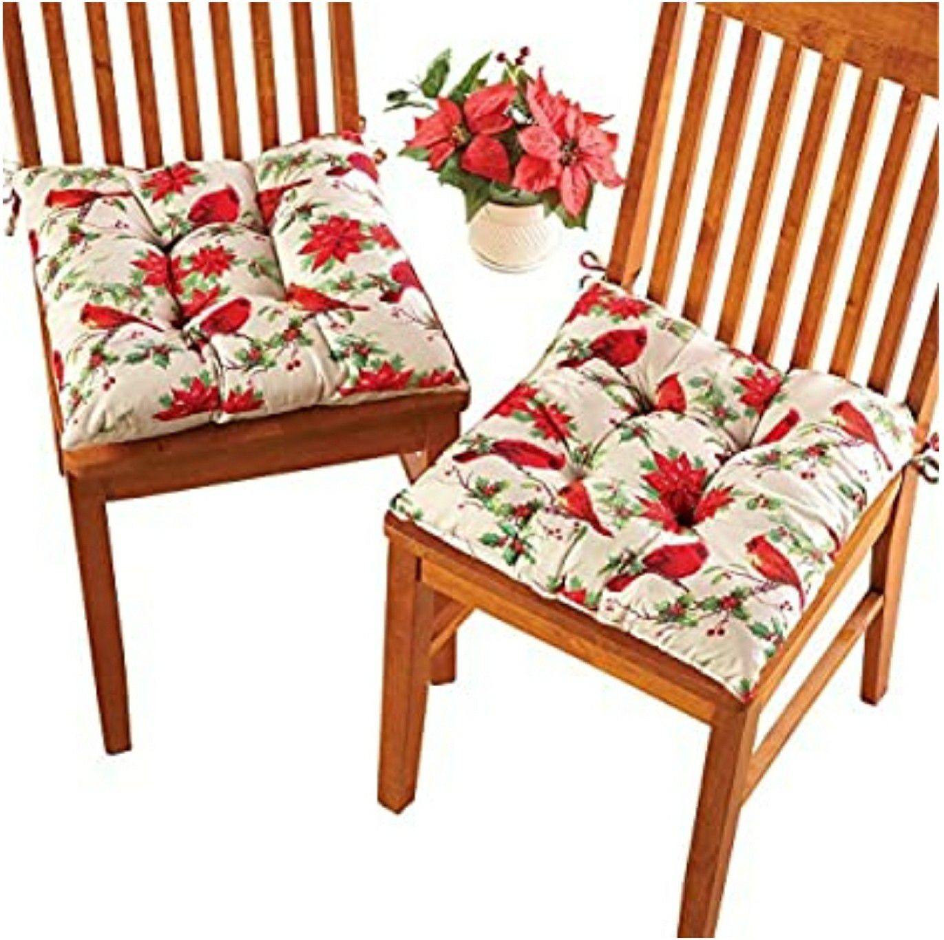 Cardinal Christmas Chair Cushions