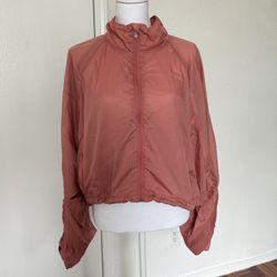 Old Navy Water Repellent Coral Lightweight Cropped Run Jacket Size XL