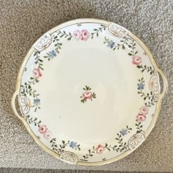 Vintage Nippon Hand Painted Cake Plate With Handles