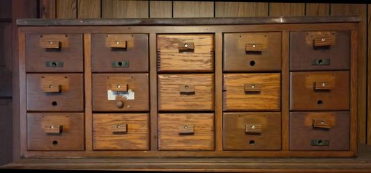 Vintage Card Catalog Cabinet 15 Drawer