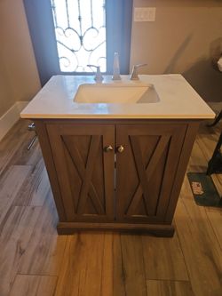 30" Vanity with faucet and toilet paper holder