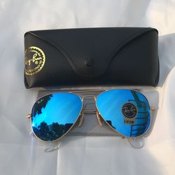 Blue mirror lenses aviator 3025 sunglasses Rayban