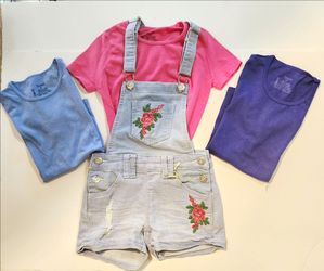 Toddler girl overall bundle w/ T-shirts size: 4T/5T