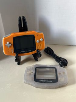 Nintendo Game Boy Advance Handheld Reshelled Orange + OG Clear Shell & Cable