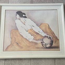 RC Gorman SIGNED Framed Print "Pottery Keeper" 27x33" Native American Southwest