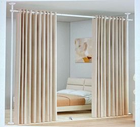 Floor-to-Ceiling Curtain Room Divider with Tension Poles
