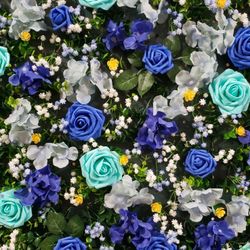 Flower Backdrop, Flower Panel Wall Decor, Blue Flower Baby Shower/Wedding/Baptism Party Wall Decor