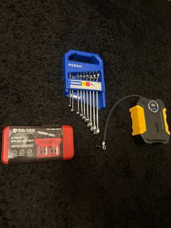 Portable Tire inflator, Kobalt 11pc Wrench Set, & Spline Key Set Bundle