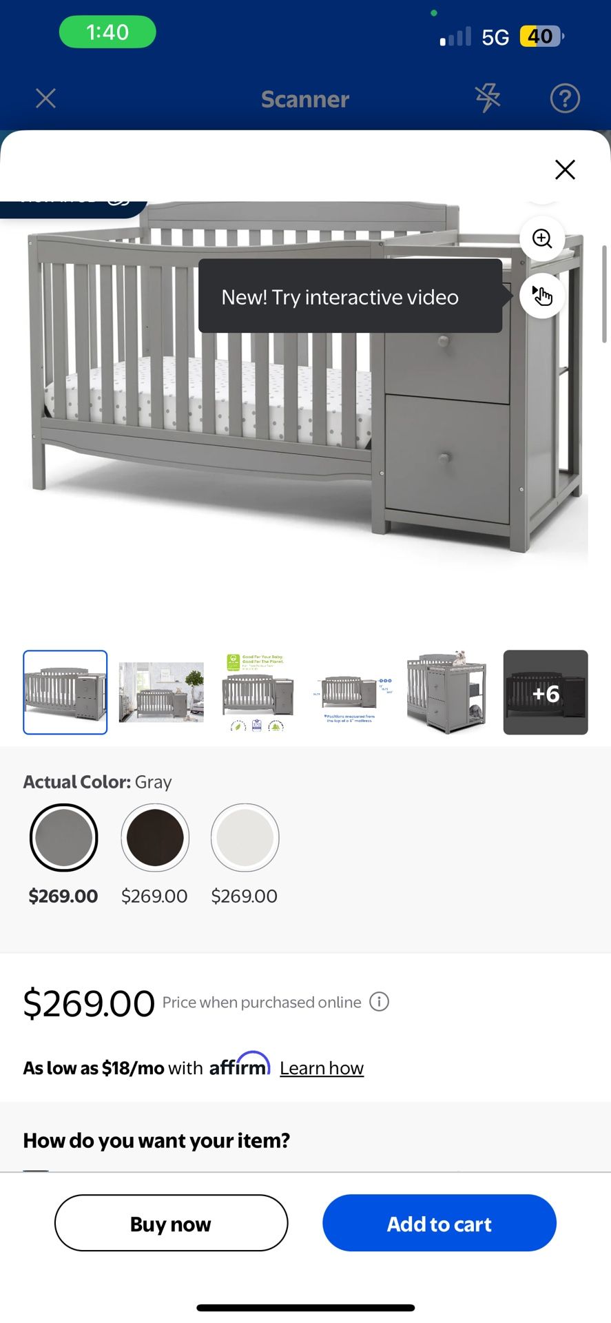 6 In 1 Crib With Changing Table