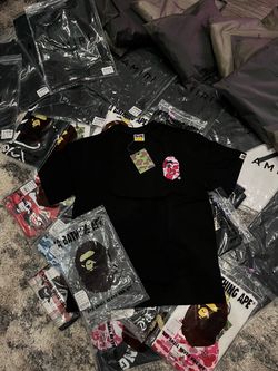 BAPE A Bathing Ape Black Tee with Pink Camo Logo