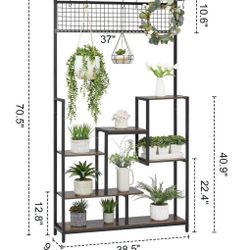 🥨Plant Stand with Grow Lights, Tall Plant Stands Indoor 7 Tiered Metal Ladder Flower Plant Shelf, Large Plant Rack Indoor with Hooks