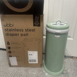 Ubbi Stainless Steel Diaper Pail - Sage Green