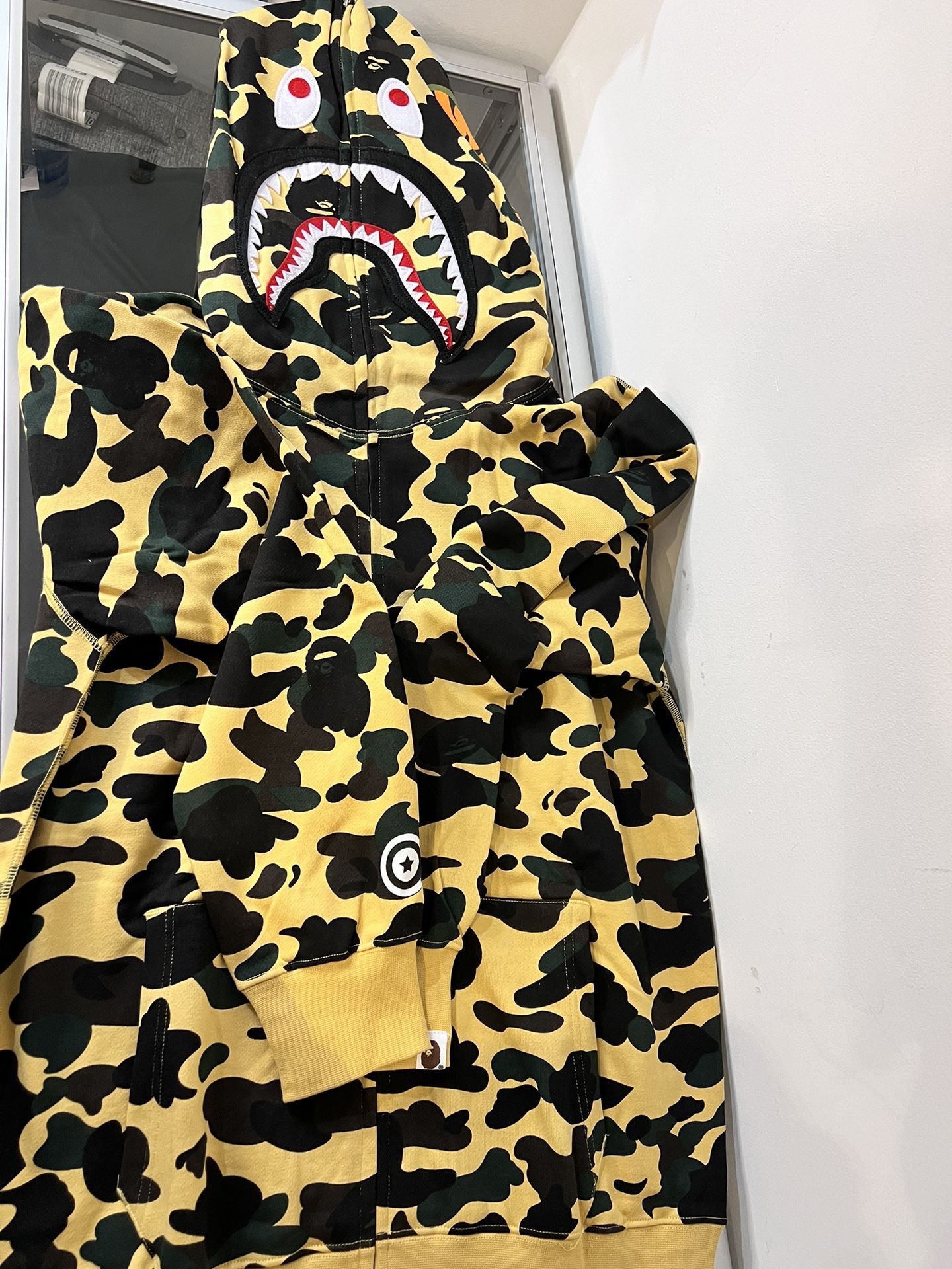 Bape 1st Yellow Camo Shark Full Zip Hoodie