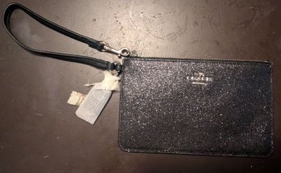 Coach Black Glitter Corner Zip Wristlet