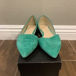 J. Crew Green Velvet Flats 