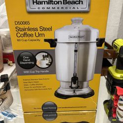 Hamilton Beach Commercial Coffee Urn & Hot Beverage Dispenser, 60 Cup Capacity, Polished Stainless Steel (D50065)