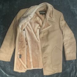 Stratojac Vintage Faux Suede Coat w/ Faux Fur/Sherpa Lining.
