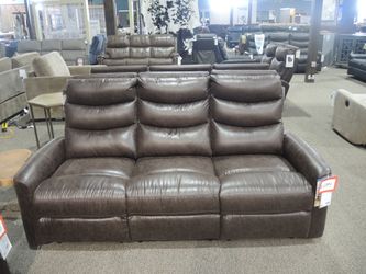 Catnapper Gill Power Reclining Sofa - Brown Faux Leather, Floor Sample