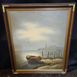 Original Beach Ocean Painting Signed Baysen
