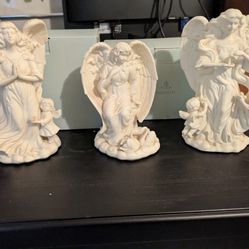  Three Beautiful PartyLite Christmas Angel Candle Holders