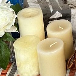 16 Decorative Beige Kaki & White Candles, Wedding Decoration Event Decoration  Table Décor - Firm Price