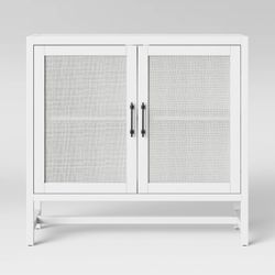 Warwick 2 Door Cabinet White - Threshold™: Transitional Style, Adjustable Shelves, Hardwood Frame