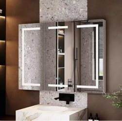 Rectangular Medicine Mirror Cabinet With LED Lights