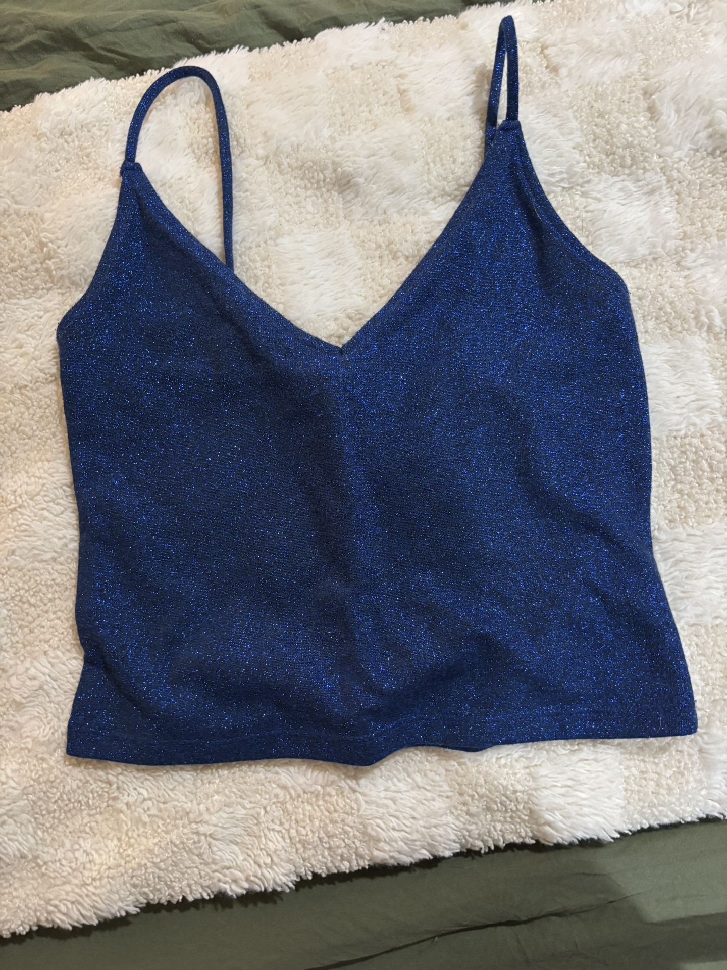 Blue sparkle crop top Tank