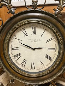 38 inch Madison Clock Co Brown Metal fleur-de-lis