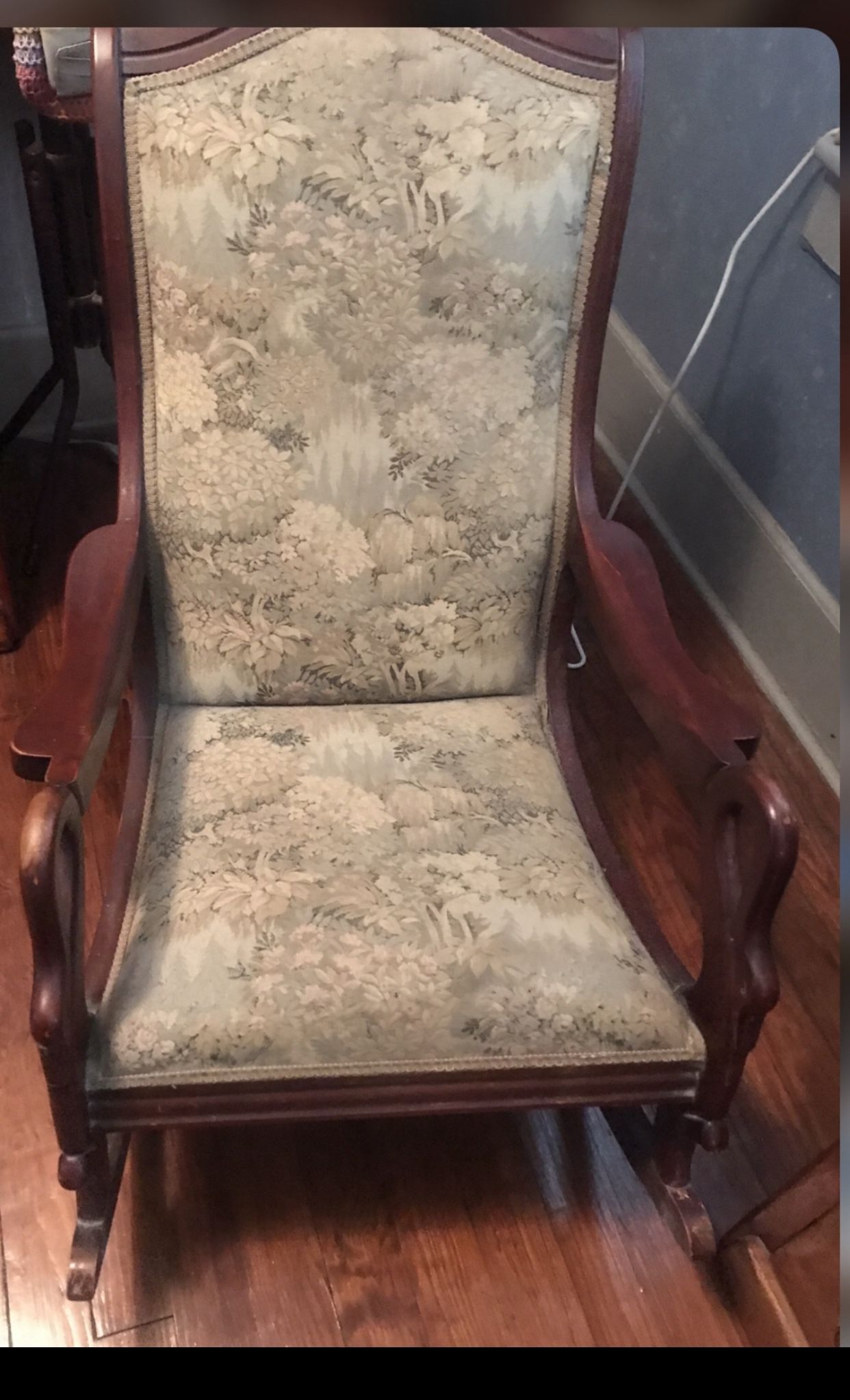 Genuine Antique Wood Carved  Rocking Chair Swan Designed 