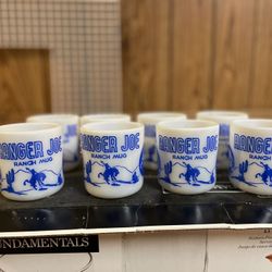 12 vintage Ranger Joe Milk Glass Cups…Rare