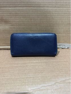 L.K. Bennett London Blue Leather Zip Around Wallet Made in Italy
