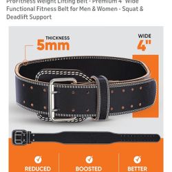 ProFitness Weight Lifting Belt 4" Wide Size Large 