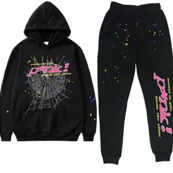 Unisex S5ider Hoodie Y2K Cobweb Graphic Sweatshirt With Sweatpants-two Piece Set