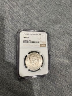 1947Mo Mexico Peso NGC MS 65