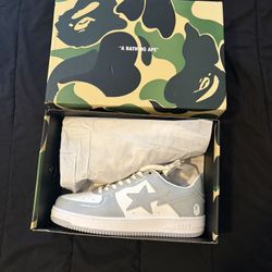 size 12 bapestas white and grey 