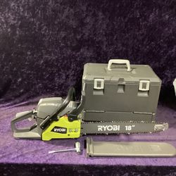 🧰🛠RYOBI 18” 38cc 2-Cycle GAS Chainsaw w/Heavy-Duty Case-LIKE NEW!-$130!🧰🛠