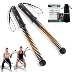 Ropeless Battle Ropes, Upgraded Heavy Duty Portable Cordless Battle Ropes for Home Gym with Poster & Non-Slip Soft Handles for Wrist Protection, Exerc