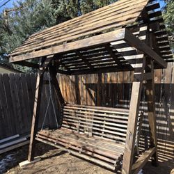 Custom Heavy-Duty Wooden Swing with Roof